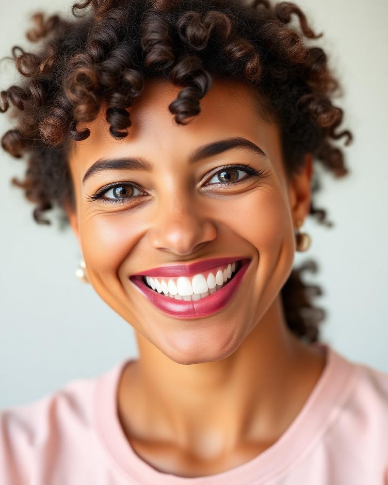 Paciente sorrindo após tratamento odontológico